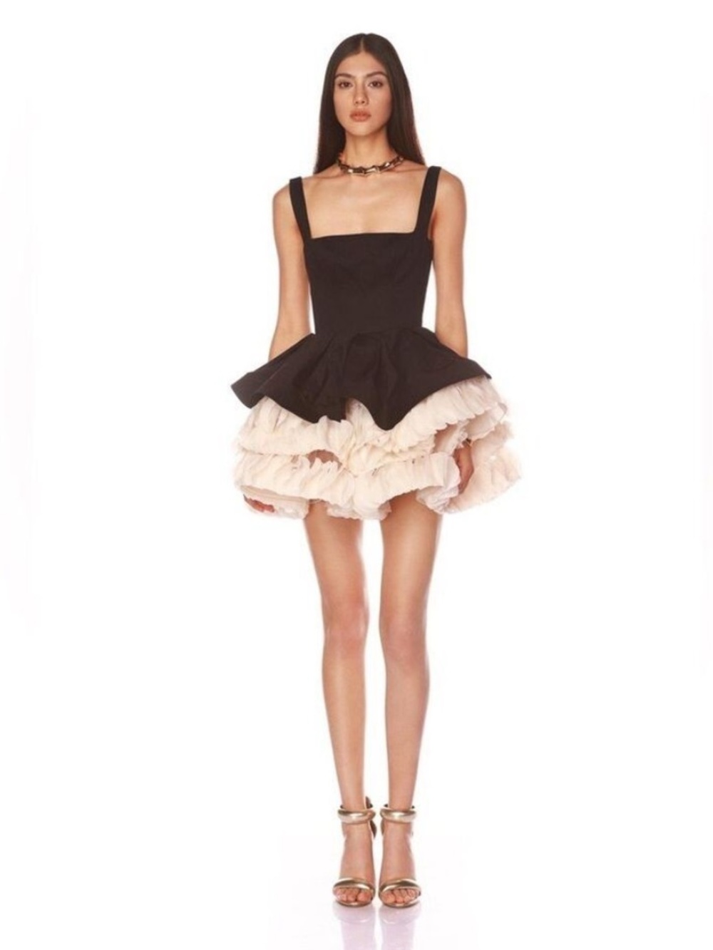 Bronx and Banco Catalina Mini Dress in Black & Beige